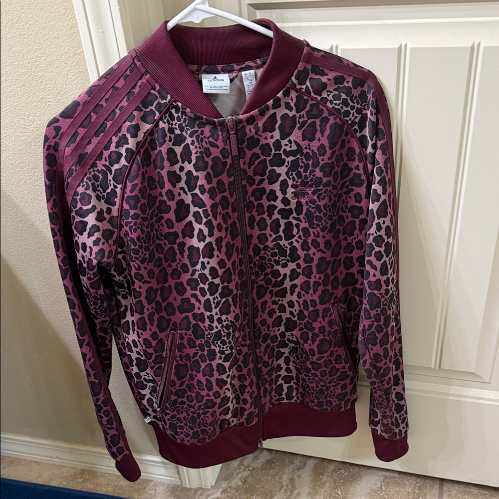 Adidas Maroon Leopard Print Tracksuit